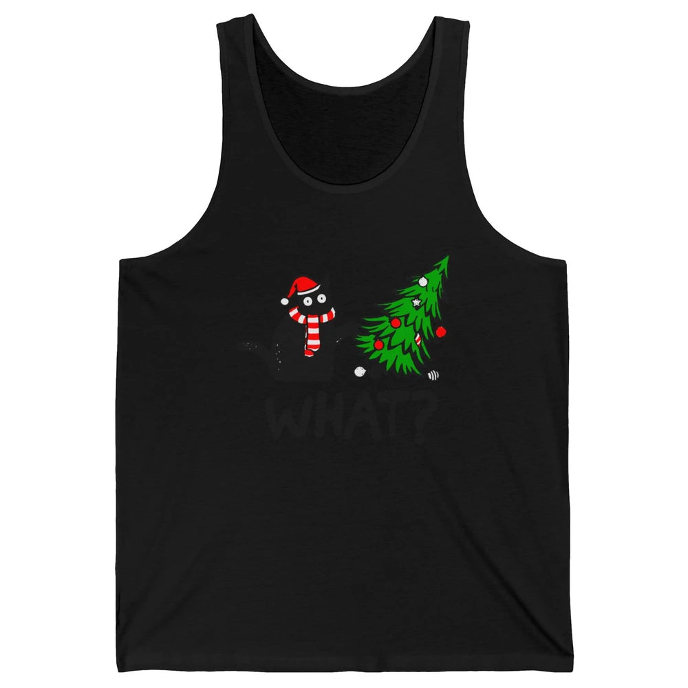 Funny Black Cat Christmas Light Santa What Christmas Costume Unisex Jersey Tank