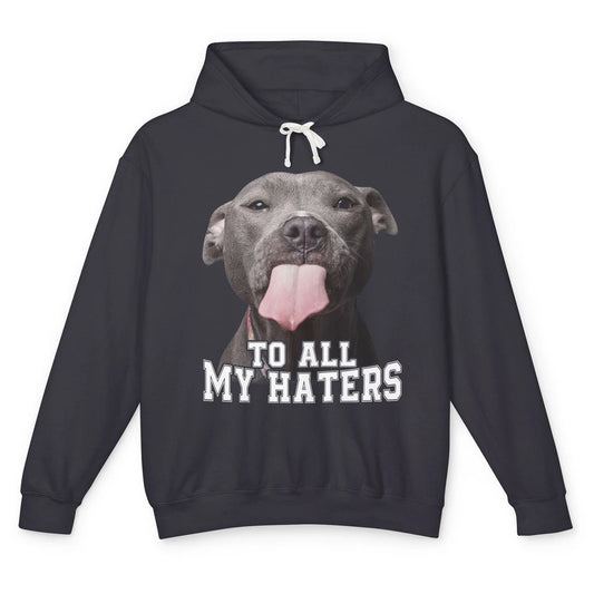 Funny Pitbull To All My Haters Dog Mom Dad Sarcastic Unisex Lightweight Hoodie