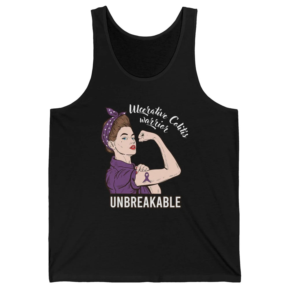 Ulcerative Colitis Warrior Unbreakable With Strong Woman Unisex Jersey Tank