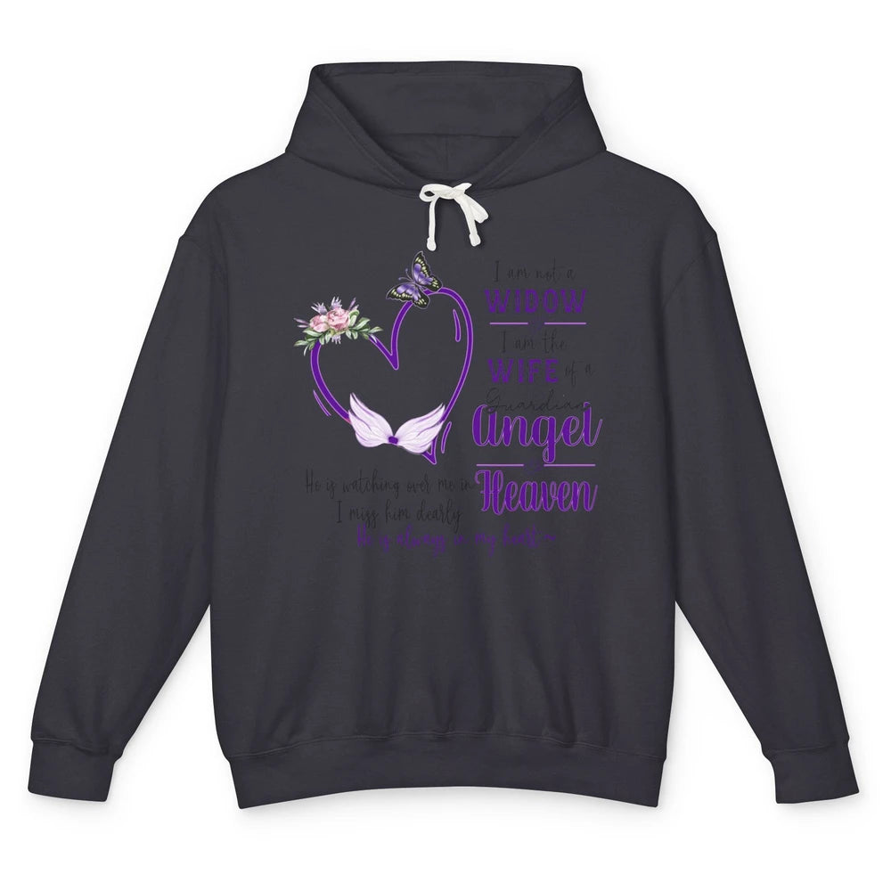 Husband In Heaven I'm Not A Widow Guardian Angel Memorial Unisex Lightweight Hoodie