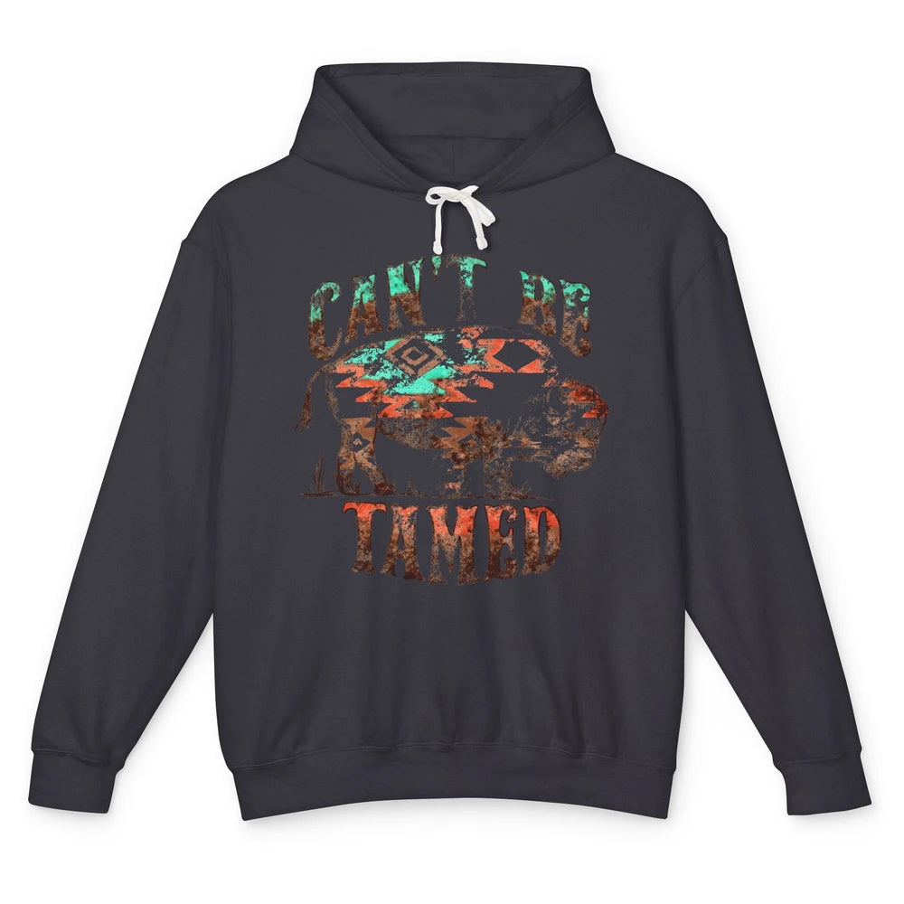 Retro Buffalo Aztec Can't Be Tamed Western Country Highland Unisex Lightweight Hoodie