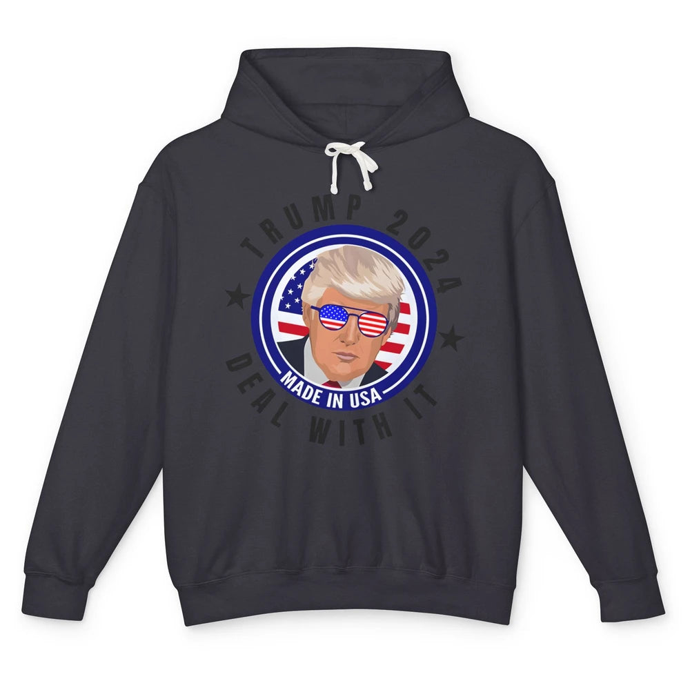 Vote Trump 2024 Deal With It Funny Republican Pro America Unisex Lightweight Hoodie