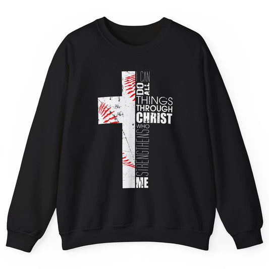 Baseball Christian Cross Bible Verse Softball Sports Day God Unisex Crewneck Sweatshirt