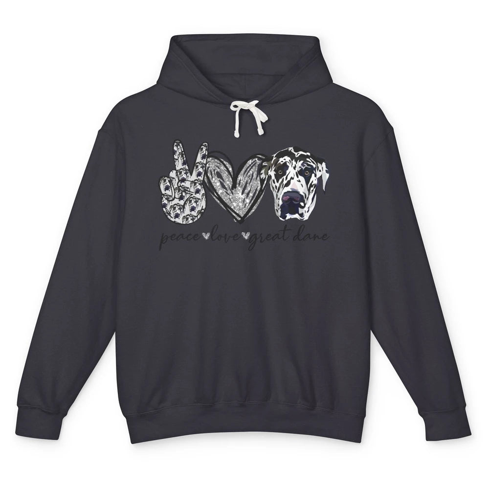 Peace Love Great Dane Dog Lovers Great Dane Mothers Fathers Unisex Lightweight Hoodie