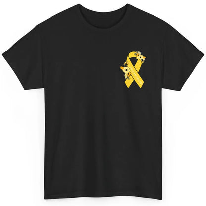 Endometriosis Awareness Support Yellow Ribbon Pocket Size Classic Unisex T-Shirt