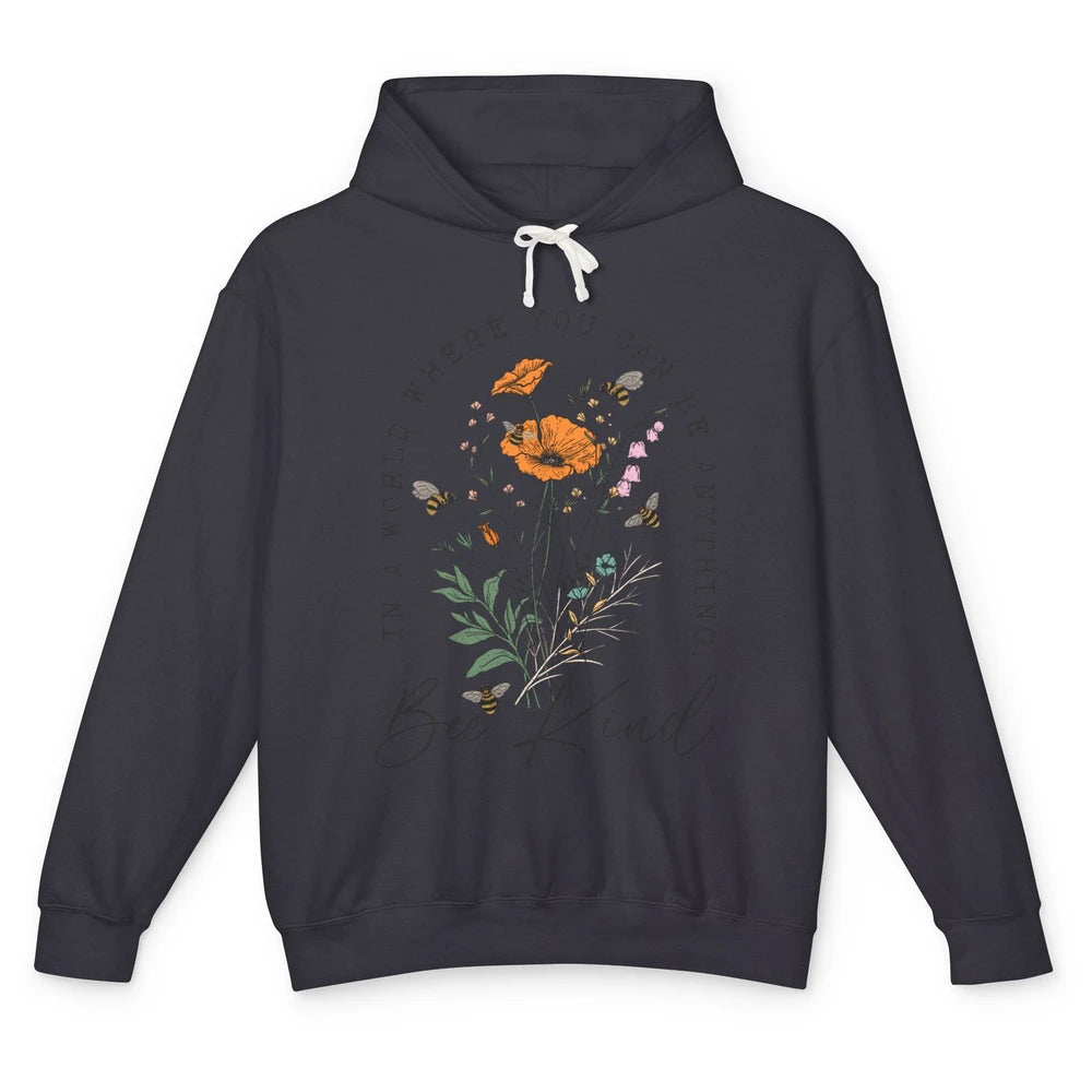 Vintage Bee Kind Daisy Minimalist Positive Mind Wildflower Unisex Lightweight Hoodie