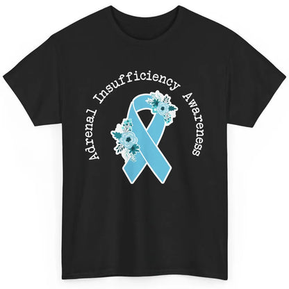 Adrenal Insufficiency Awareness Floral Light Blue Ribbon Classic Unisex T-Shirt