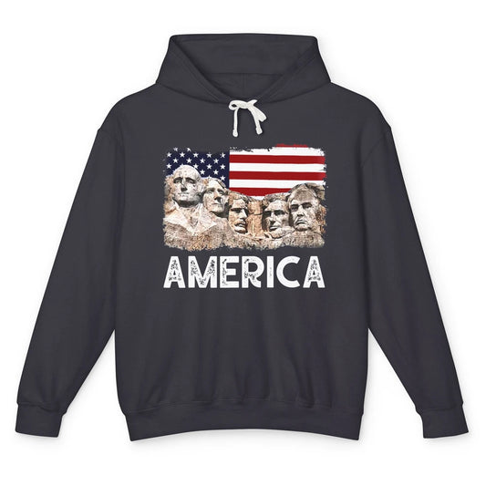 Trump US Presidents 45th Rushmore Mount US Flag 4Th Of July Unisex Lightweight Hoodie