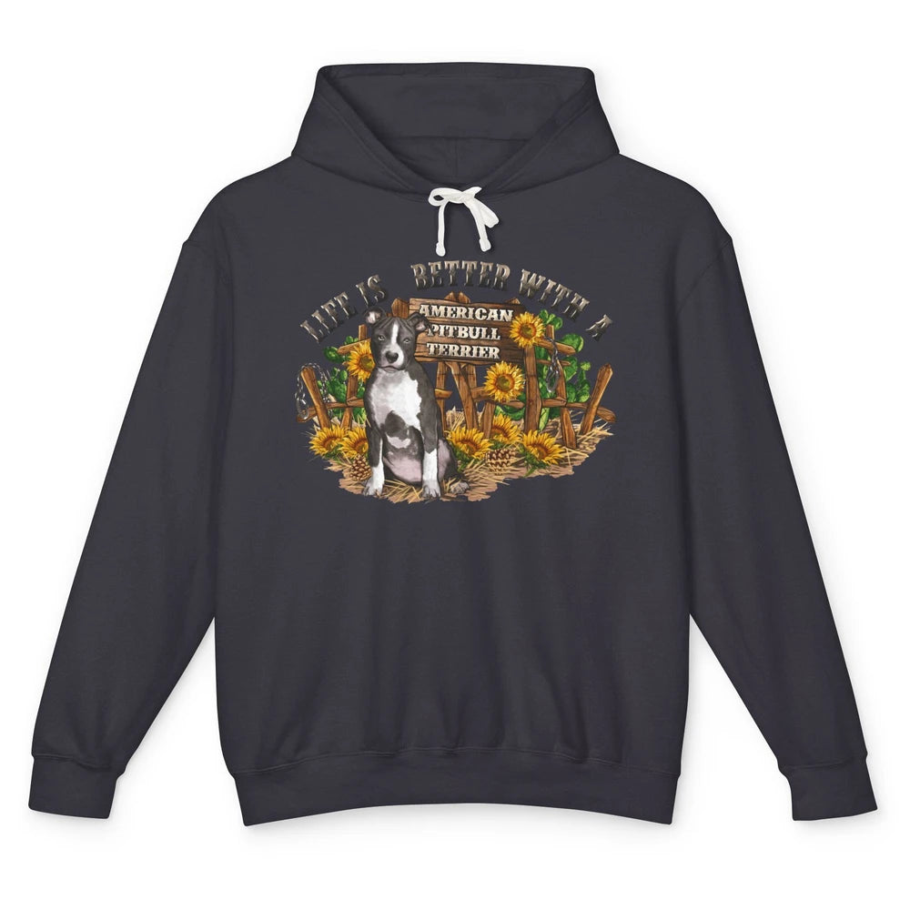 Sunflower Life Is Better With American Pitbull Terrier Mom Unisex Lightweight Hoodie