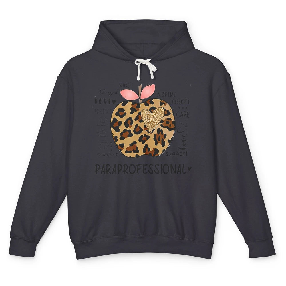 Leopard Apple Kind Para Paraprofessional Life Back To School Unisex Lightweight Hoodie