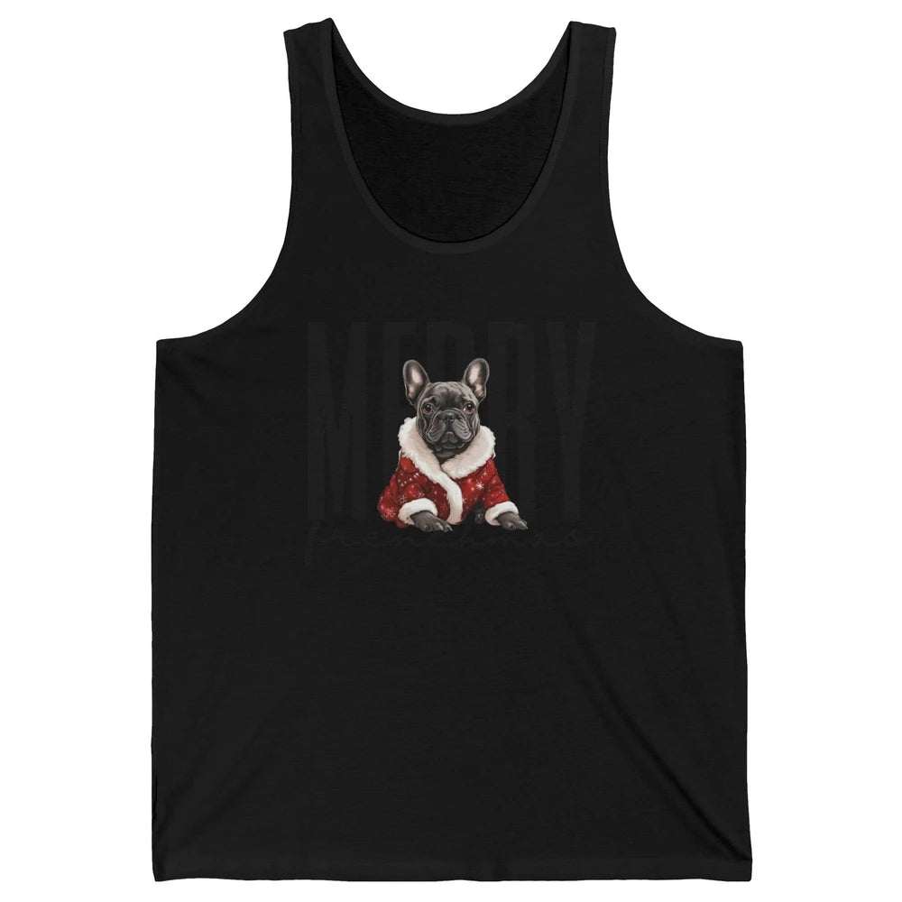 Funny French Bulldog Merry Frenchmas Christmas Dog Mom Unisex Jersey Tank