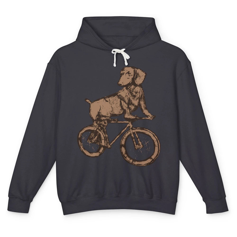 Dachshund On A Bike Funny Dachshund Bicycle Lovers Gift Unisex Lightweight Hoodie