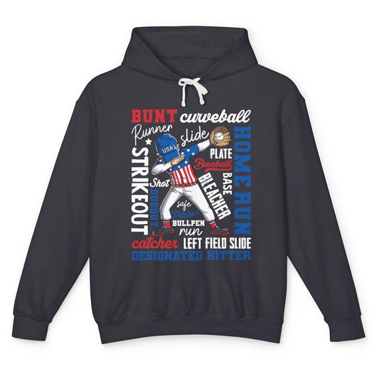 Baseball Dabbing 4th of July US Patriotic Baseball Players Unisex Lightweight Hoodie