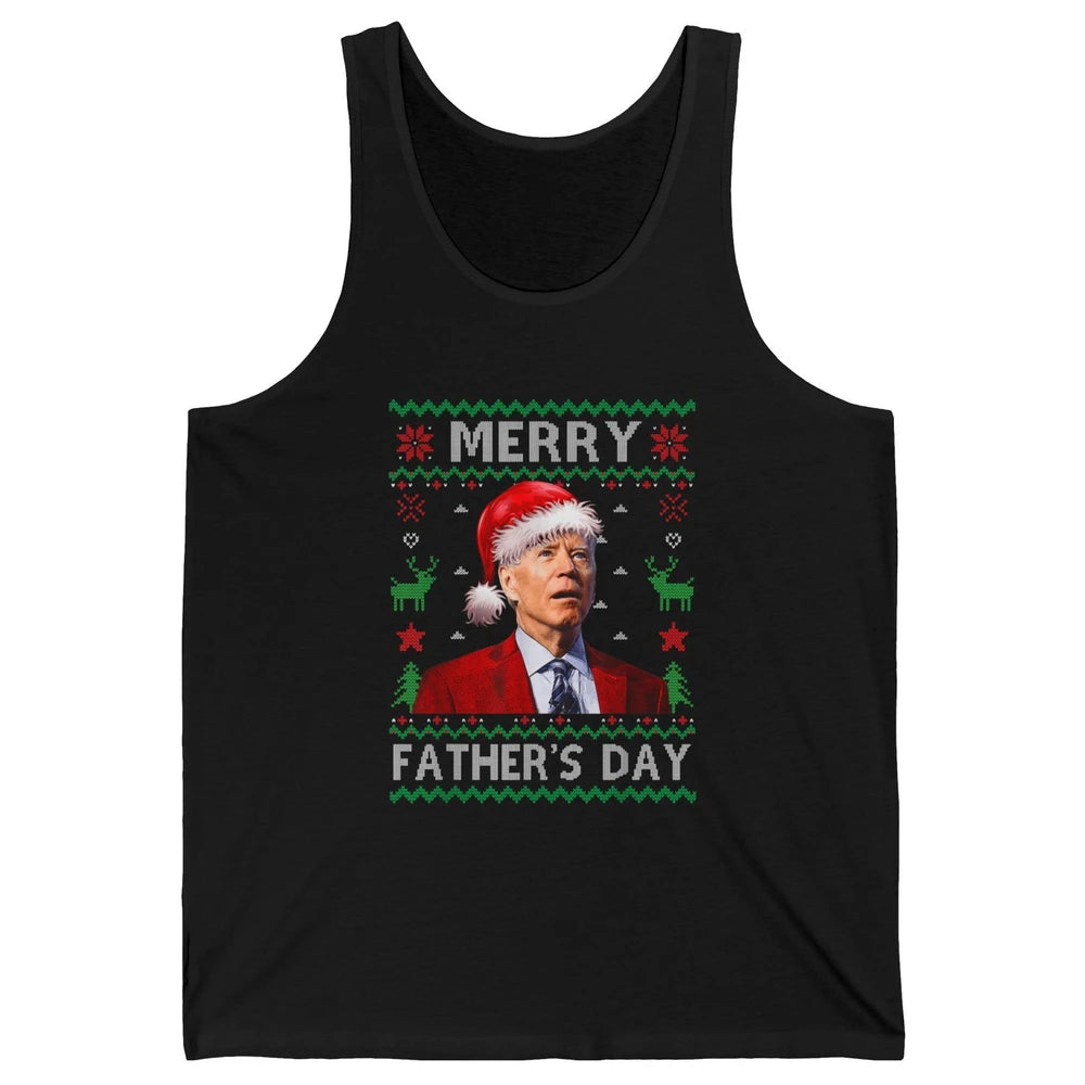 Funny Santa Hat Joe Biden Confused Ugly Christmas President Unisex Jersey Tank