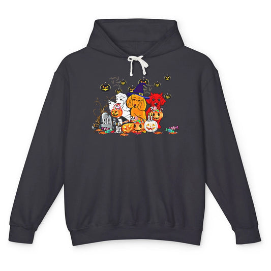 Funny Poodle Dog Mummy Witch Pumpkin Halloween Spooky Season Unisex Lightweight Hoodie