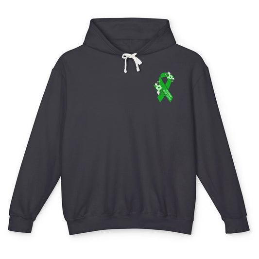 Traumatic Brain Injury Awareness Floral Green Ribbon TBI Unisex Lightweight Hoodie