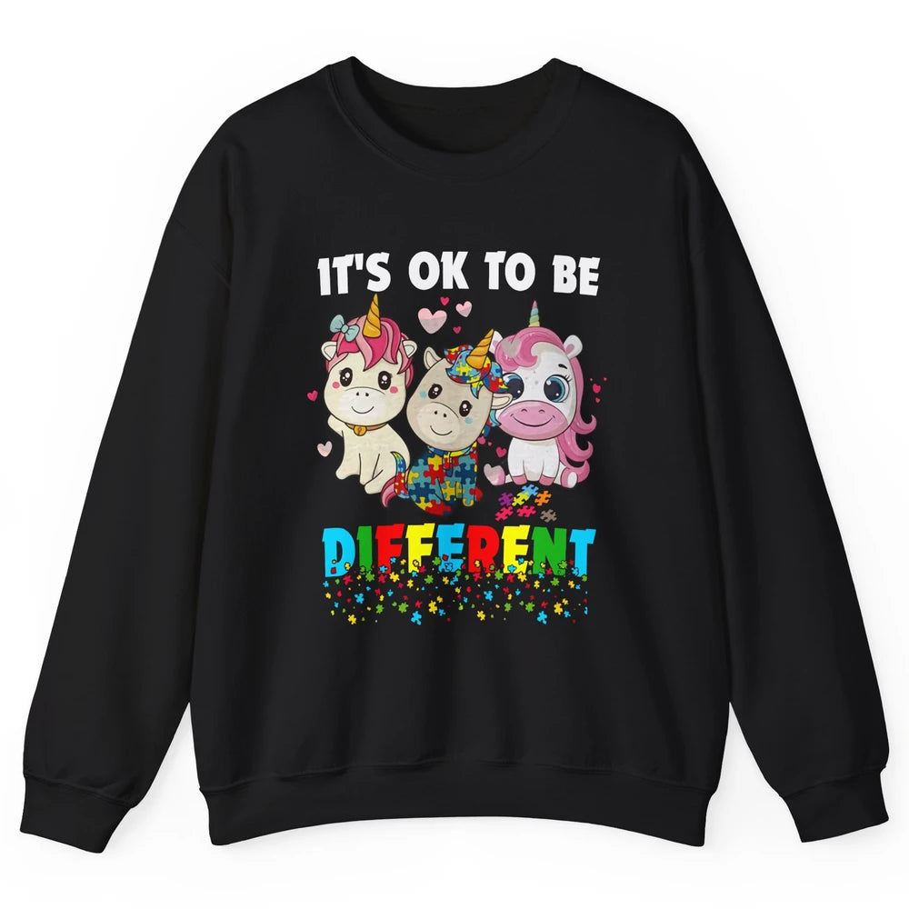 Autism Awareness Puzzles Baby Unicorn Okay To Be Different Unisex Crewneck Sweatshirt