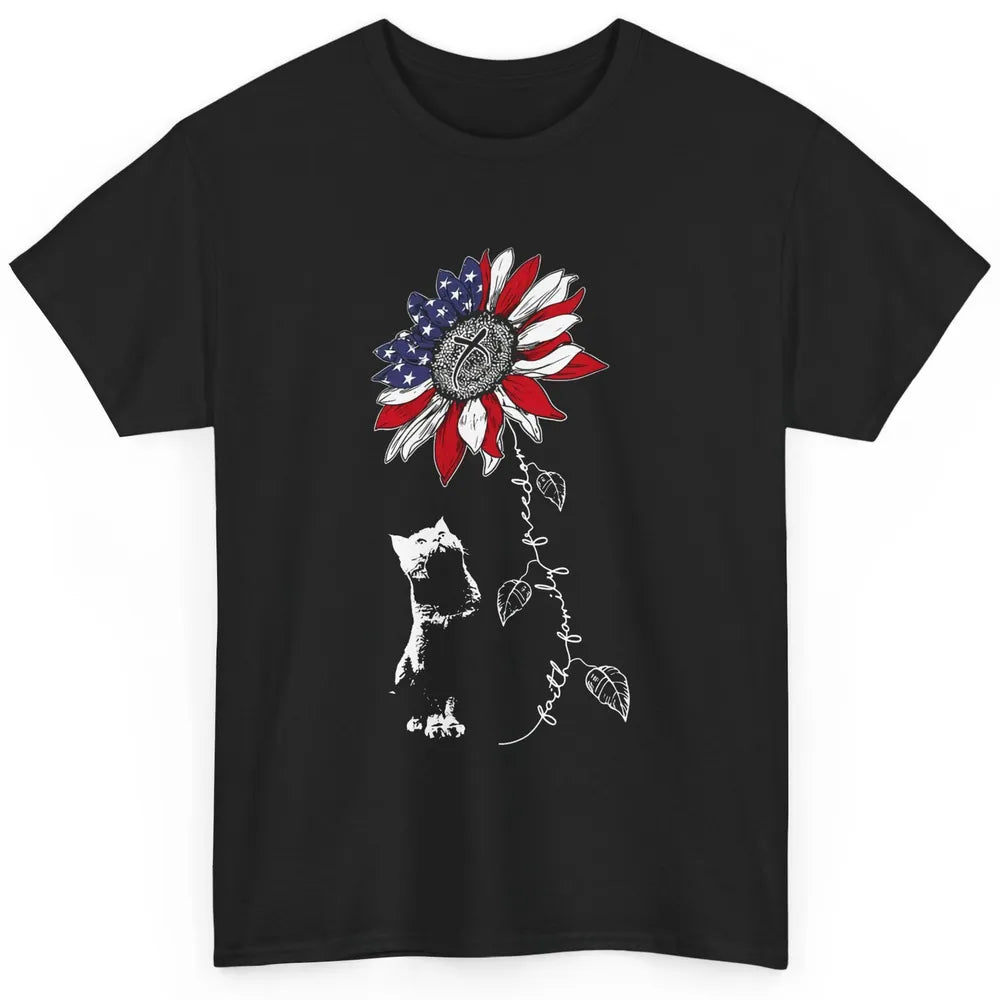 Cat Sunflower 4th Of July Patriotic Faith Family Freedom Classic Unisex T-Shirt