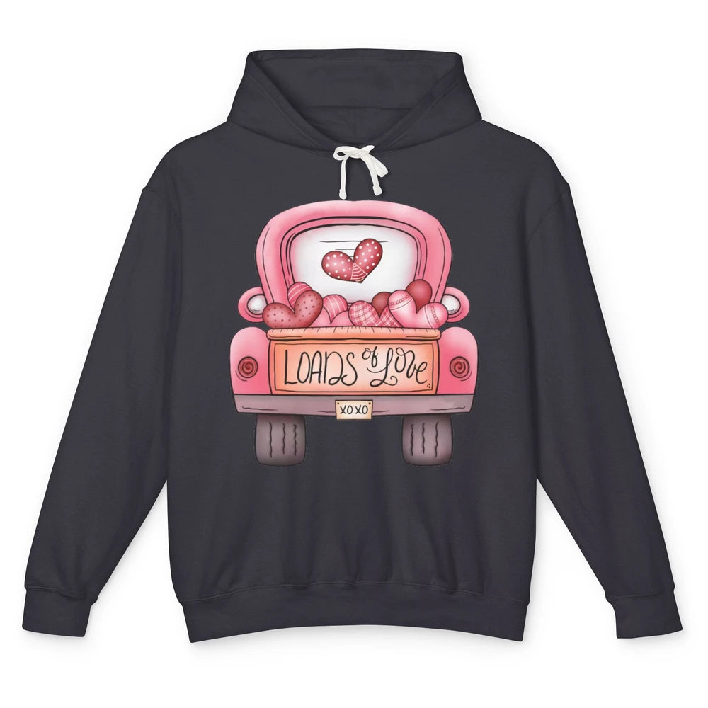 Retro Truck Pink Balloons Loads Of Love Western Valentine Unisex Lightweight Hoodie