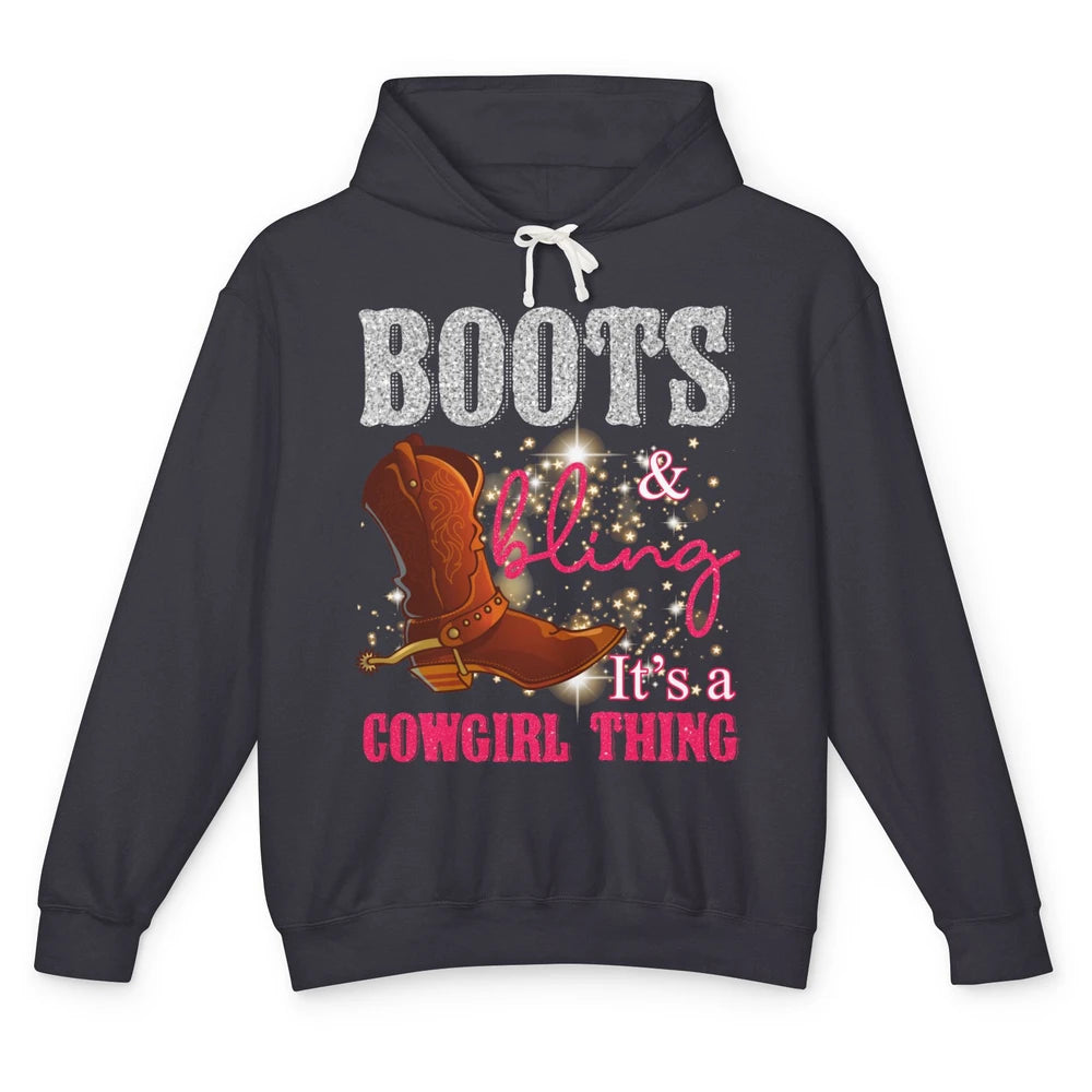 Western Country Cowgirl Thing Boots Bling Women Rodeo Cowboy Unisex Lightweight Hoodie