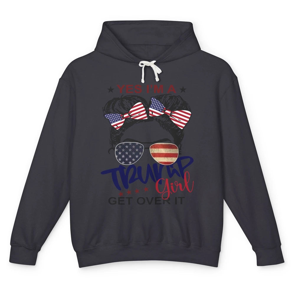 I'm Trump Girl Get Over It US Flag Girl Republican 4th July Unisex Lightweight Hoodie