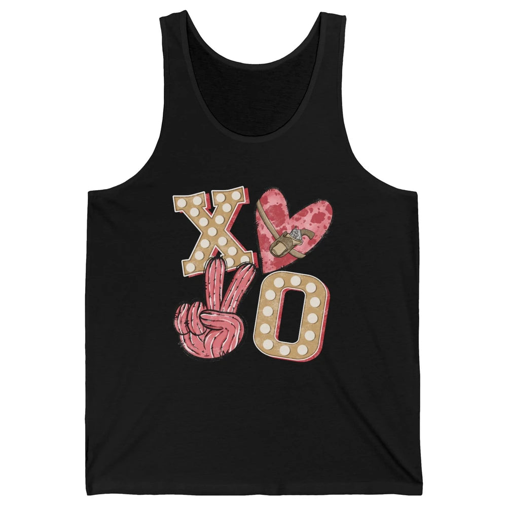 XOXO Hugs And Kisses Leopard Heart Cowboy Love Rodeo Western Country Unisex Jersey Tank