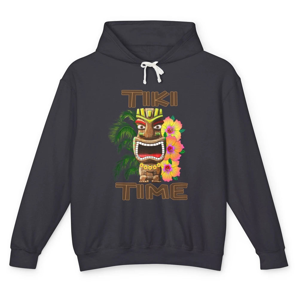 Aloha Flower Luau Tiki Time Hawaii Palm Tree Paradise Beach Unisex Lightweight Hoodie