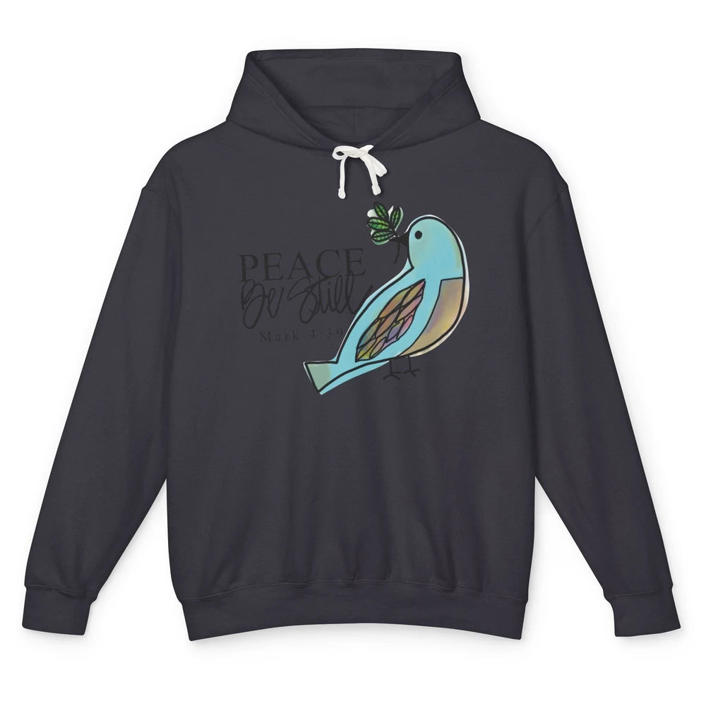 Bird Peace Be Still And Know Bible Verse Christian Religious Unisex Lightweight Hoodie