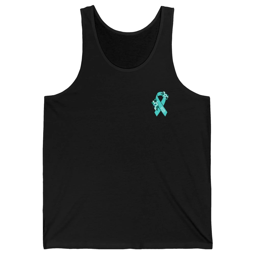 Vocal Cord Dysfunction Awareness Floral Teal Ribbon Rainbow Unisex Jersey Tank