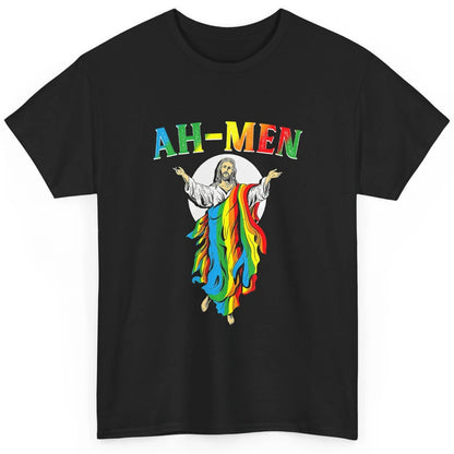 Ah Men LGBT Gay Pride Jesus Christian God Rainbow Flag Love Classic Unisex T-Shirt