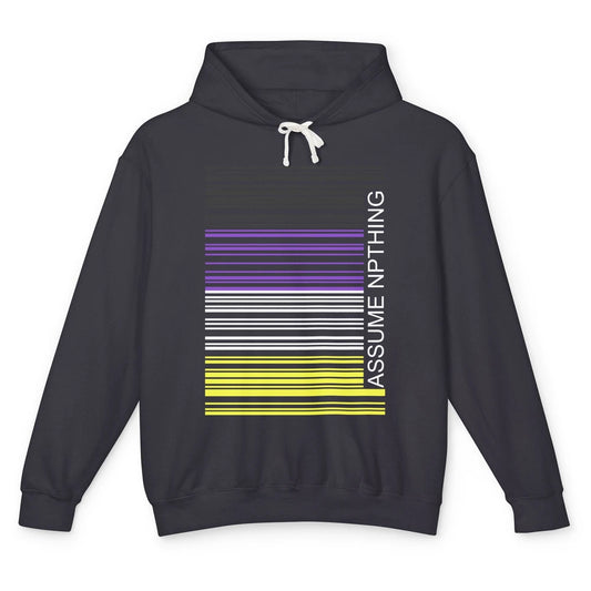 Assume Nothing Barcode Non Binary Genderqueer Pride Month Unisex Lightweight Hoodie