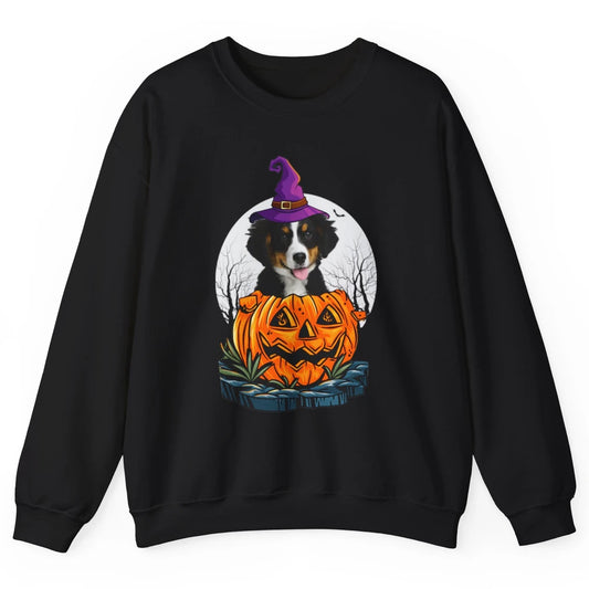 Bernese Mountain Dog Witch Pumpkin Halloween Spooky Season Unisex Crewneck Sweatshirt