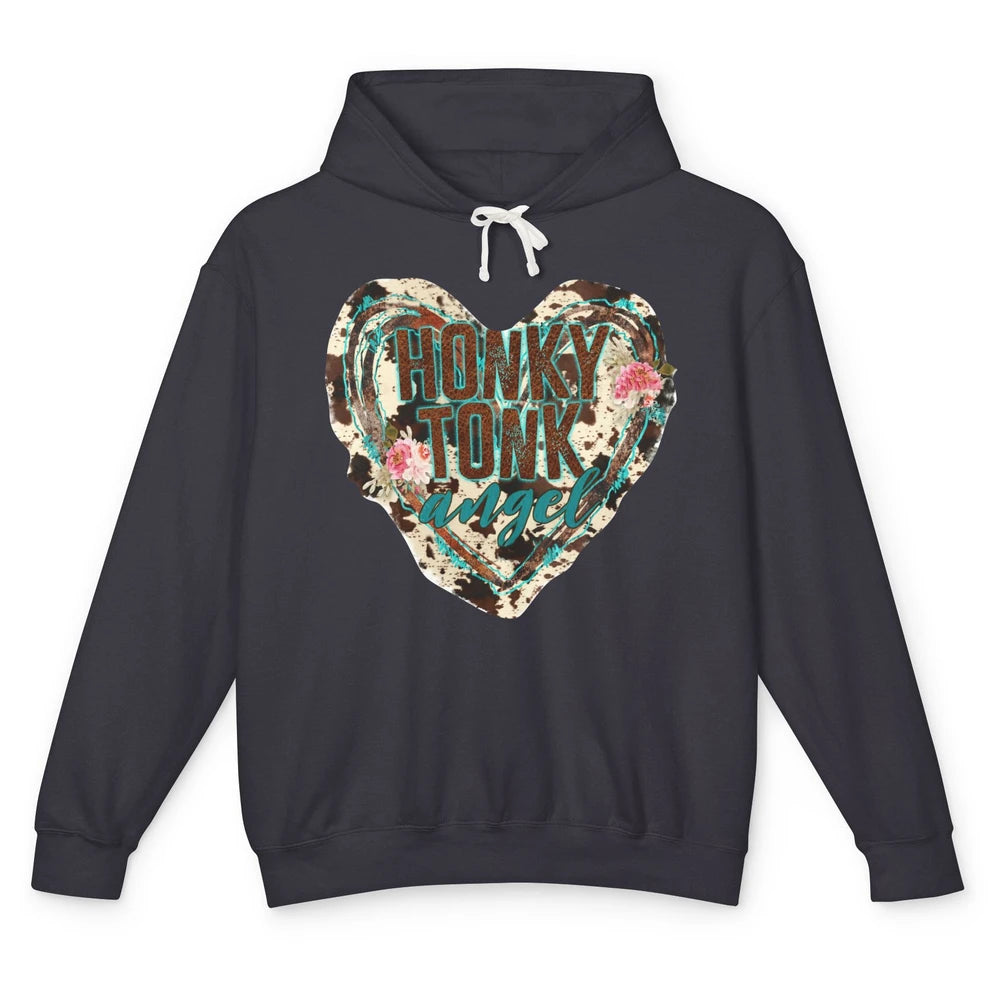 Floral Cowhide Honky Tonk Angel Western Country Cowgirl Unisex Lightweight Hoodie