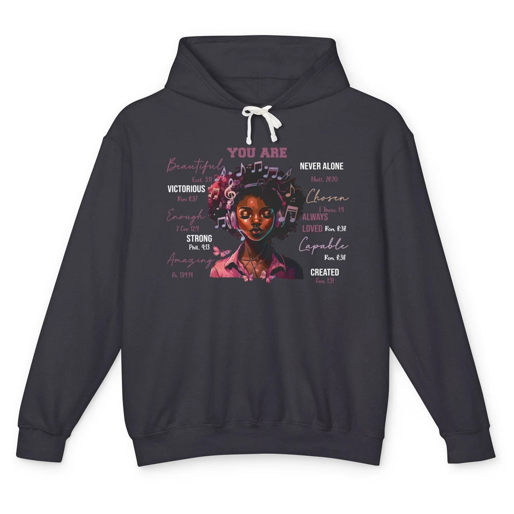 Black Girl Christian God Says I Am Bible Verse Religious Unisex Lightweight Hoodie