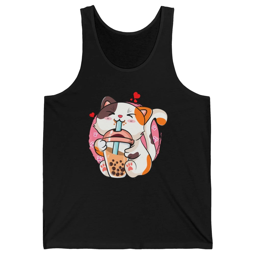 Boba Tea Cat Kawaii Cat Drink Milk Tea Kawaii Boba Cat Lover Unisex Jersey Tank