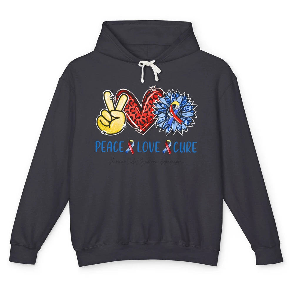 Thoracic Outlet Syndrome Awareness Peace Love Cure Sunflower Unisex Lightweight Hoodie