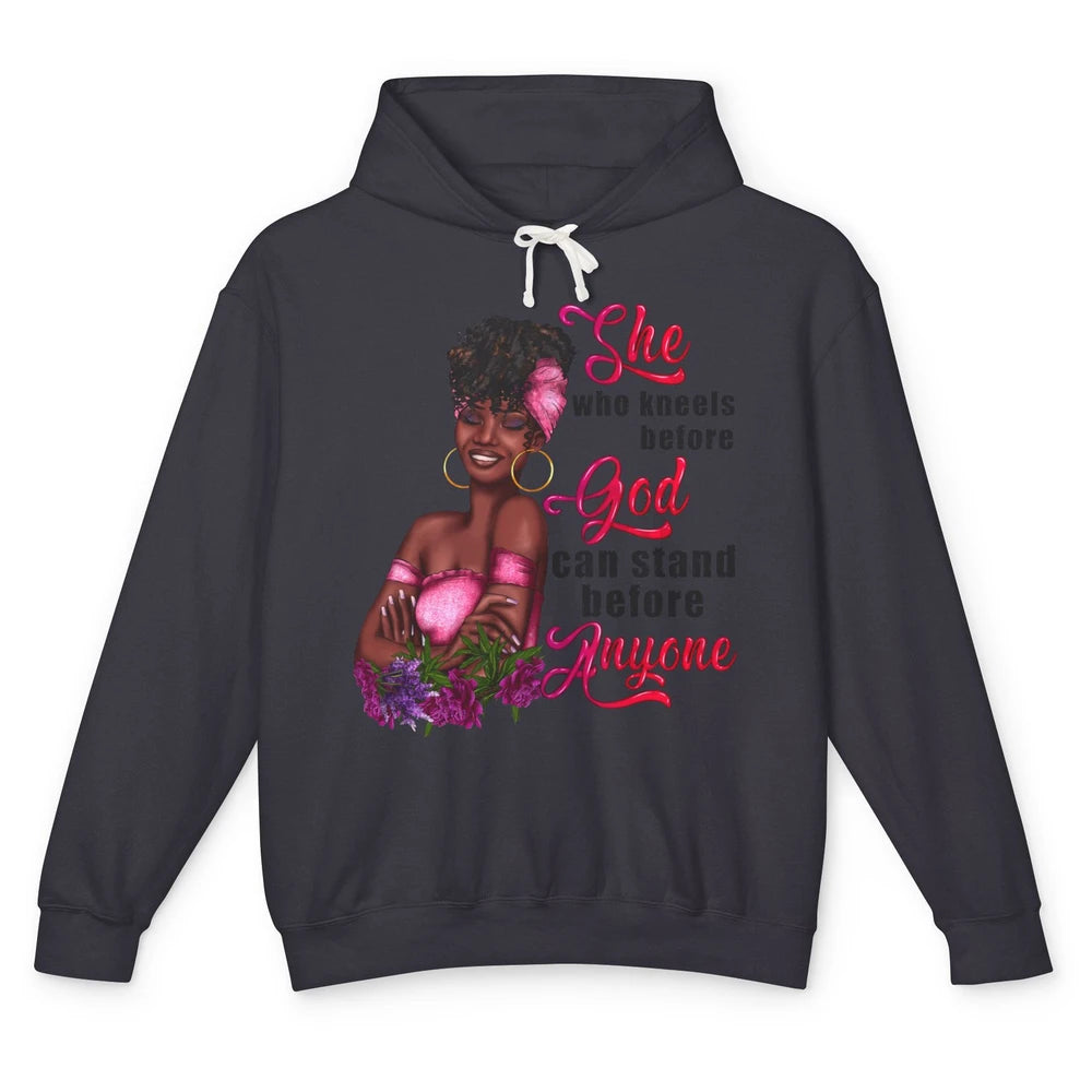 Black Girl She Who Kneels Before God Christian Afro Women Unisex Lightweight Hoodie