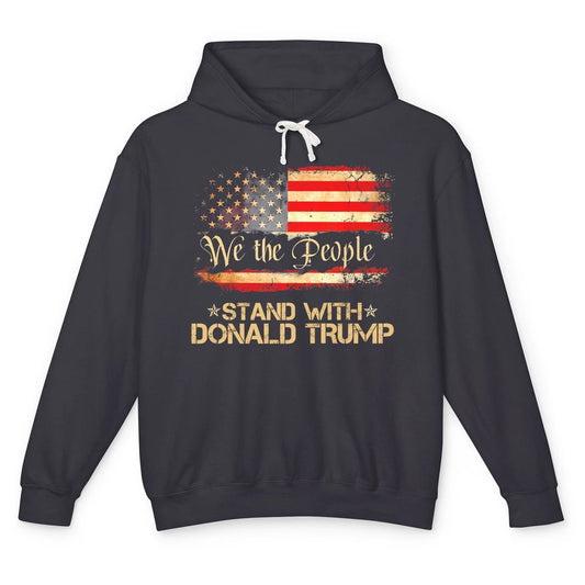 Retro US Flag We The People Stand With Donald Trump Return Unisex Lightweight Hoodie