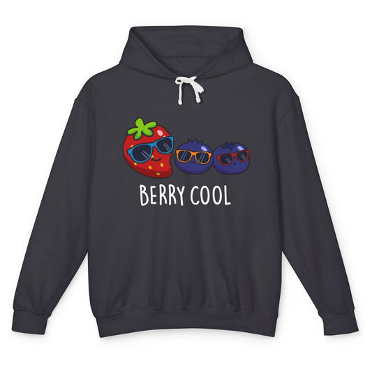 Berry Cool Funny Strawberry Pun Best Friend Summer Retro Unisex Lightweight Hoodie