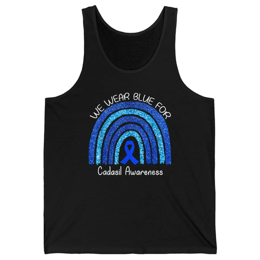 We Wear Blue Rainbow For Cadasil Awareness Month Blue Ribbon Unisex Jersey Tank