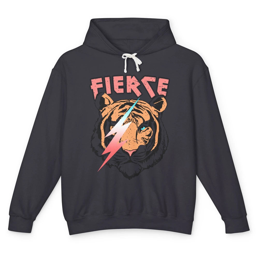 Retro Tiger Lightning Bolt Fierce Western Country Lighting Unisex Lightweight Hoodie