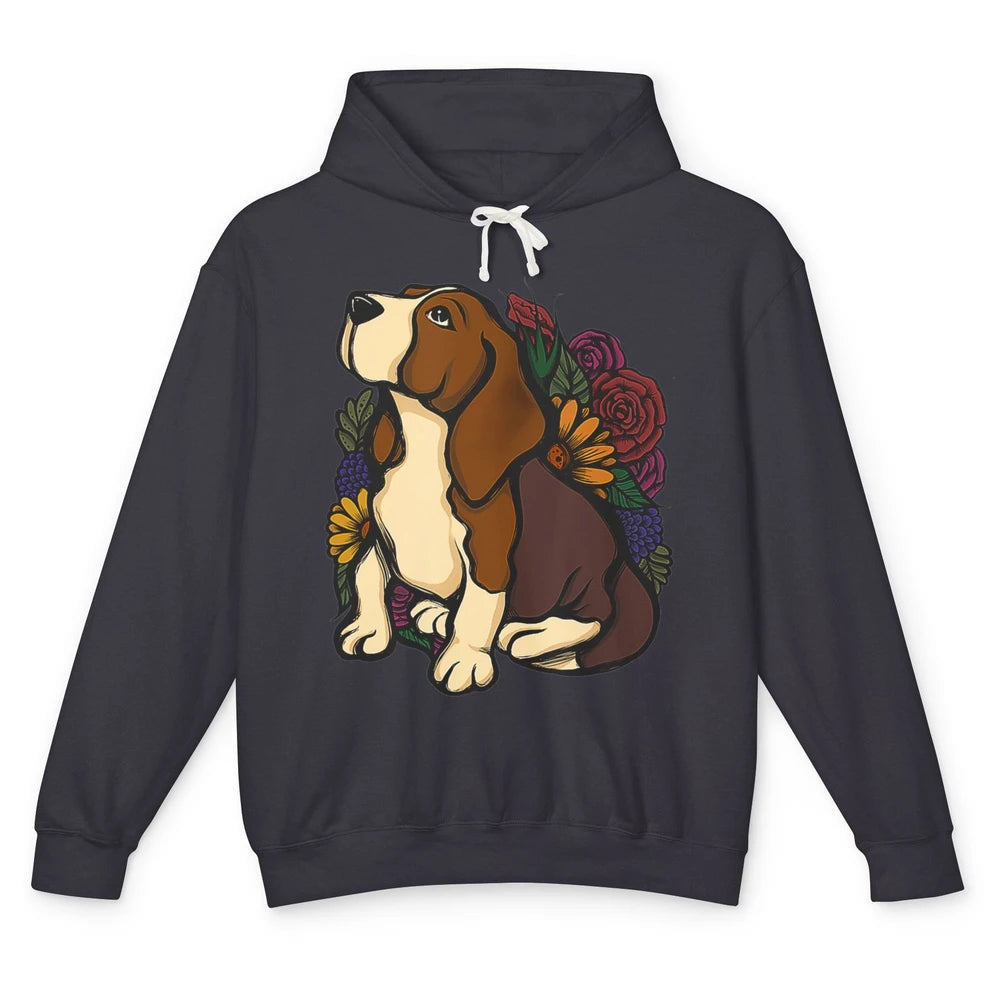 Cute Beagle Dog Floral Dog Mom Life Watercolor Wildflowers Unisex Lightweight Hoodie