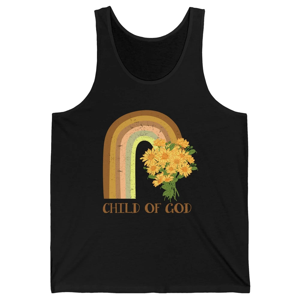 Vintage Sunflower Rainbow Child Of God Christian Religious Unisex Jersey Tank