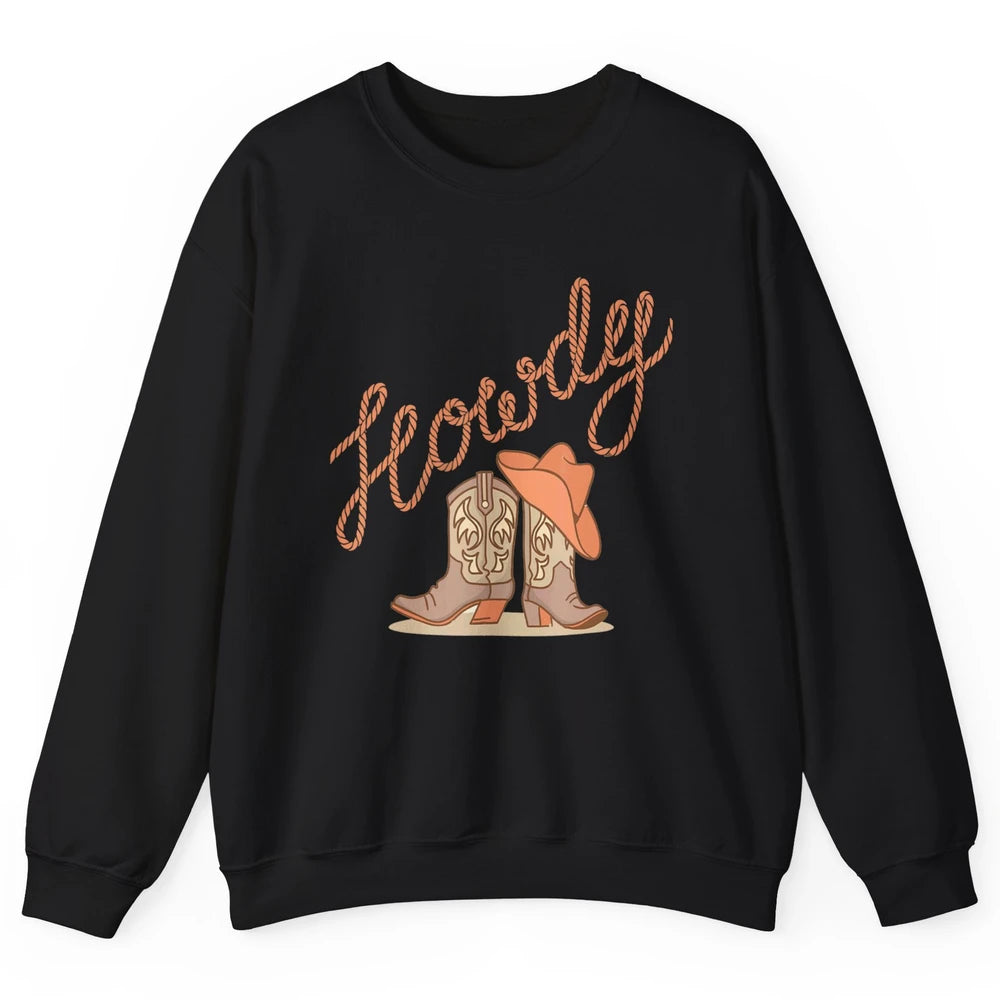 Vintage Cowboy Boots Howdy Rodeo Cowgirl Western Country Unisex Crewneck Sweatshirt