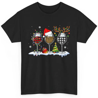 Merry Christmas Funny Red Wine Glass Santa Hat Reindeer Xmas Classic Unisex T-Shirt