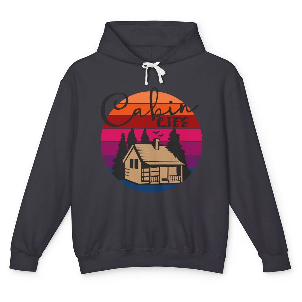 Cabin Life Vintage Cabin Camping Northern Lakes Outdoor Life Unisex Lightweight Hoodie