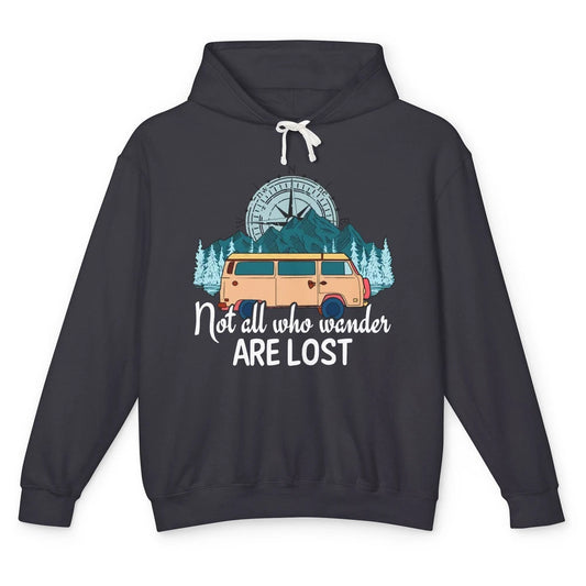 Vintage Compass Not All Who Wander Are Lost Camping Trailer Unisex Lightweight Hoodie