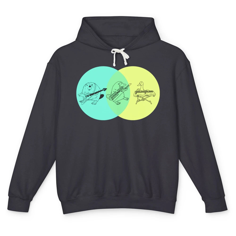 Keytar Platypus Venn Diagram Green Yellow Guitarist Music Unisex Lightweight Hoodie