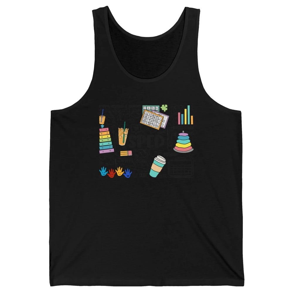 Special Education Teacher Happy Relax Encaced Inclusion Unisex Jersey Tank