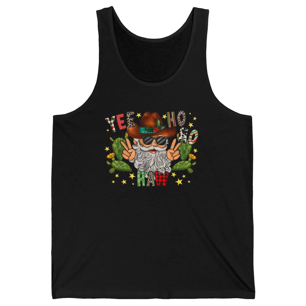 Leopard Santa Cowboy Yee Ho Haw Christmas Western Country Unisex Jersey Tank